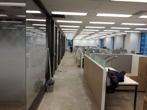 A commercial property following a water infiltration of the carpet, where the Bachly team helped create a restoration plan
